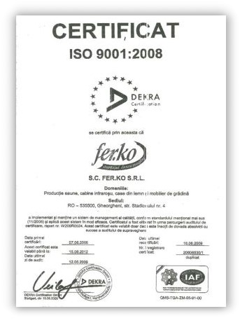 Certificat Iso 9001:2001 FERKO