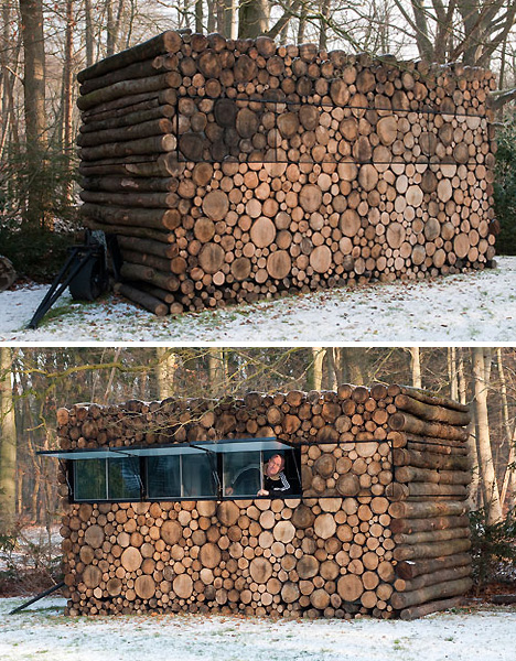 Cabana construita din butuci de lemn